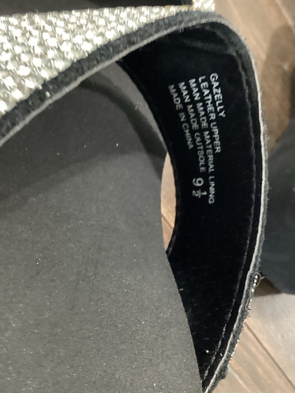 Yellow Box Black Slide Sandals with Silver Crystal‎ Straps - Picture 4 of 5
